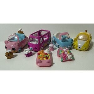 Moose Shopkins Cutie Cars Die Cast LOT 5 Cars 4 Drivers Cherry Pie Banana Split